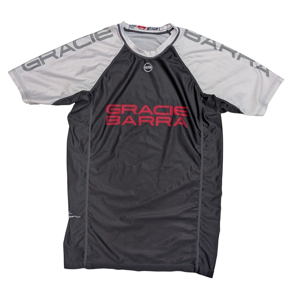 Gracie Barra Equipe Edition Rash Guard Small Black Grey BJJ MMA Compression Top
